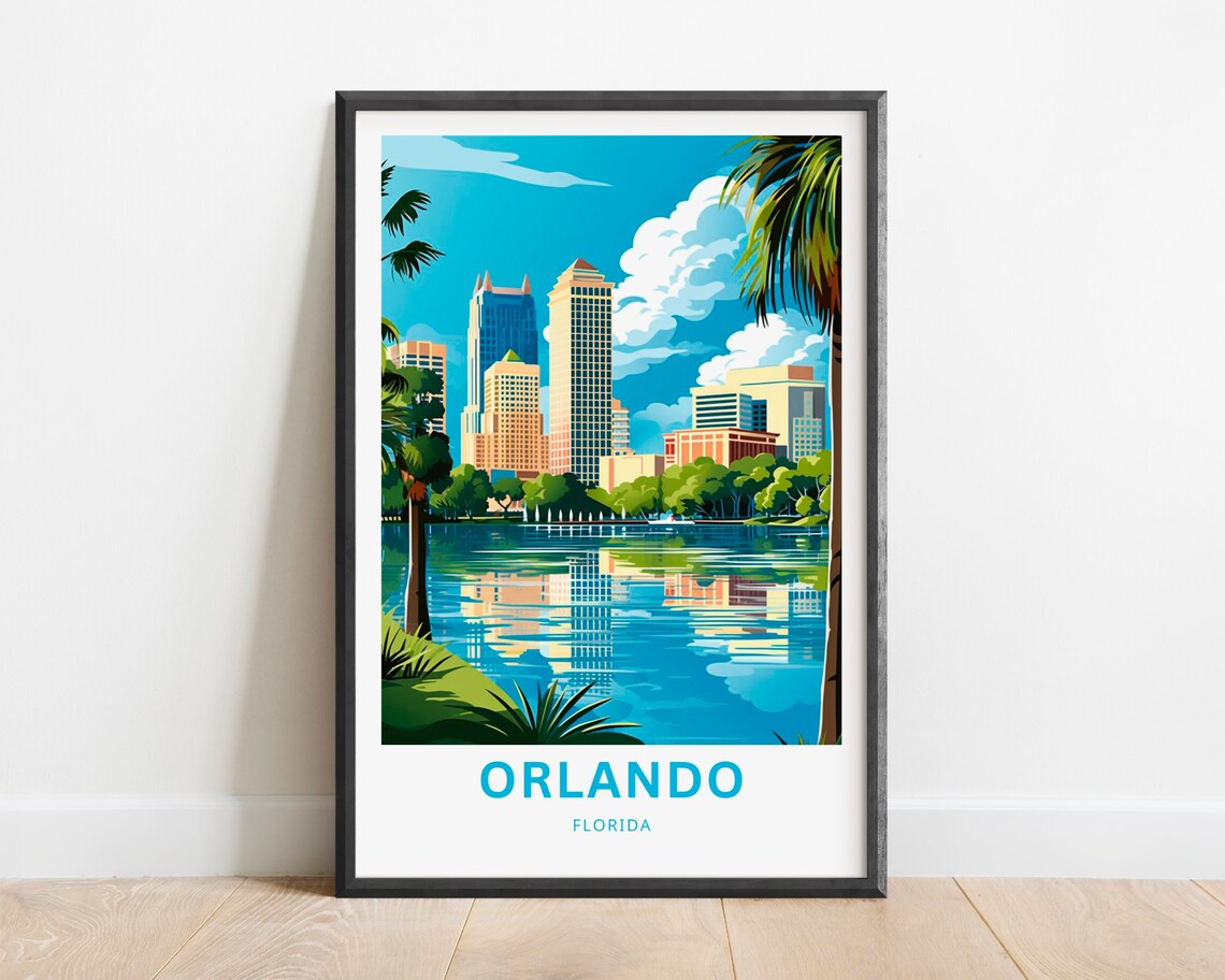 Orlando Florida Downtown Skyline Reflected in the Lake Poster