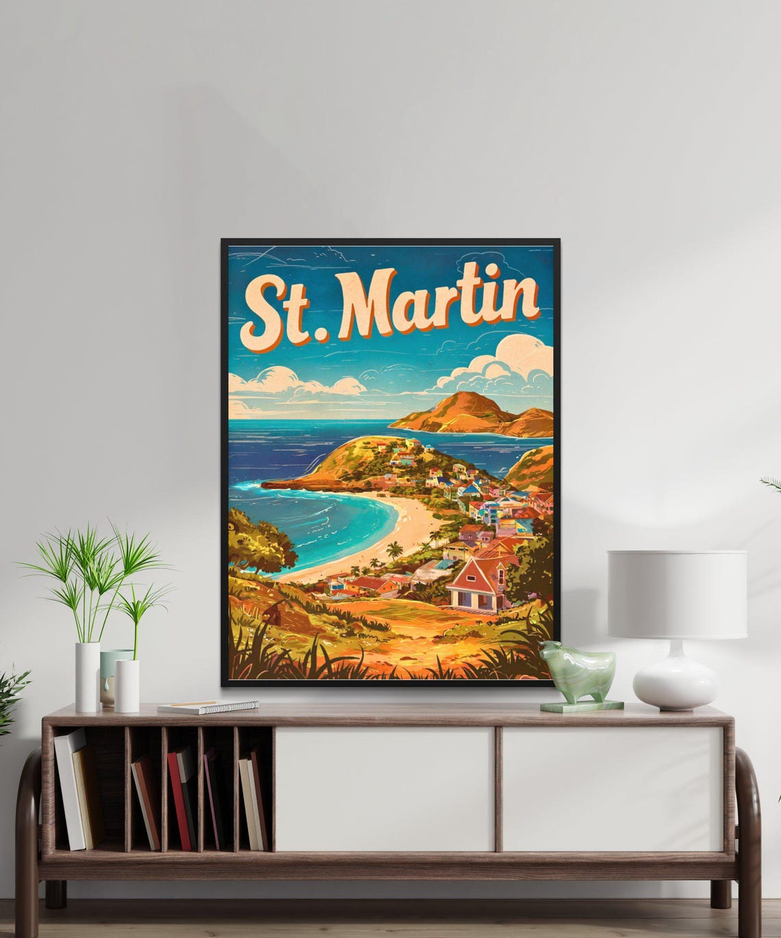 Saint Martin Vintage Travel Poster Saint Martin Print Caribbean Wall Art Framed Present Gift Caribbean Present - Image 3