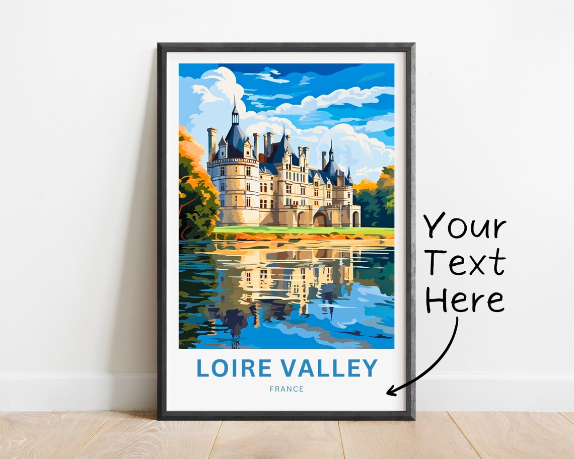 Loire Valley France Renaissance Chateau Lake Reflection Travel Poster