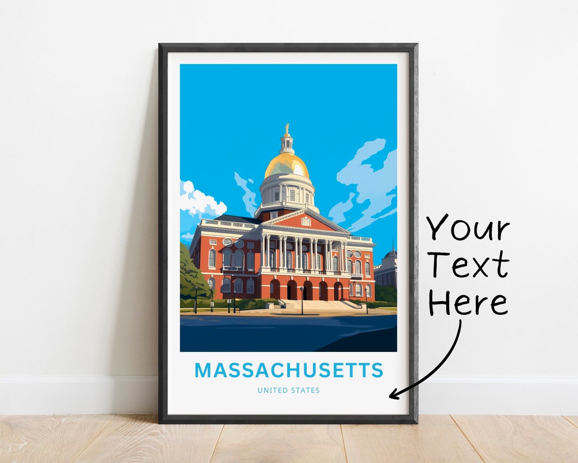 Massachusetts Golden Dome State House Personalized Travel Poster