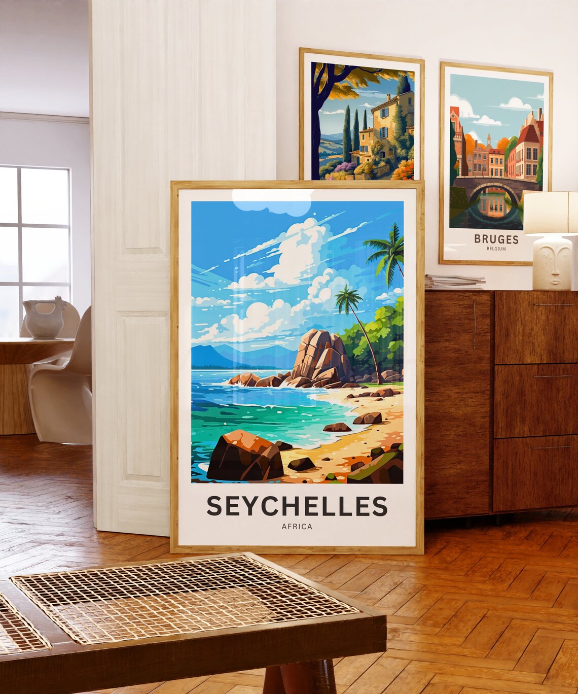 Seychelles Africa Turquoise Beach Granite Rocks Custom Poster - Image 5