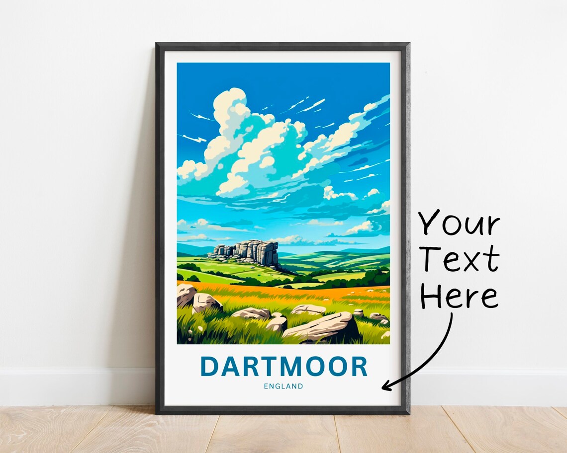 Dartmoor England Granite Tor Moorland Personalized Travel Poster