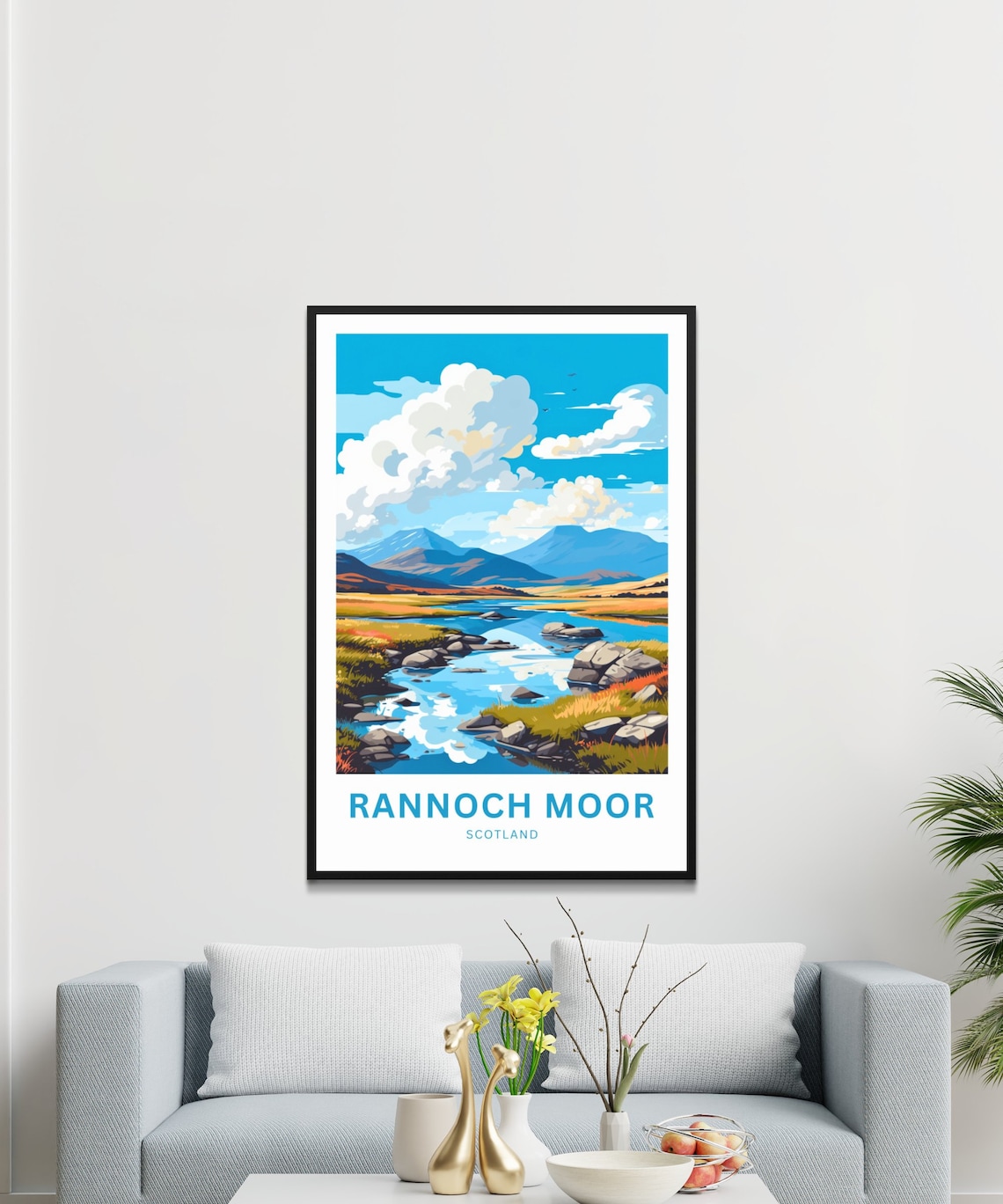 Rannoch Moor Scotland River Stones Moor View Vintage Travel Poster - Image 2
