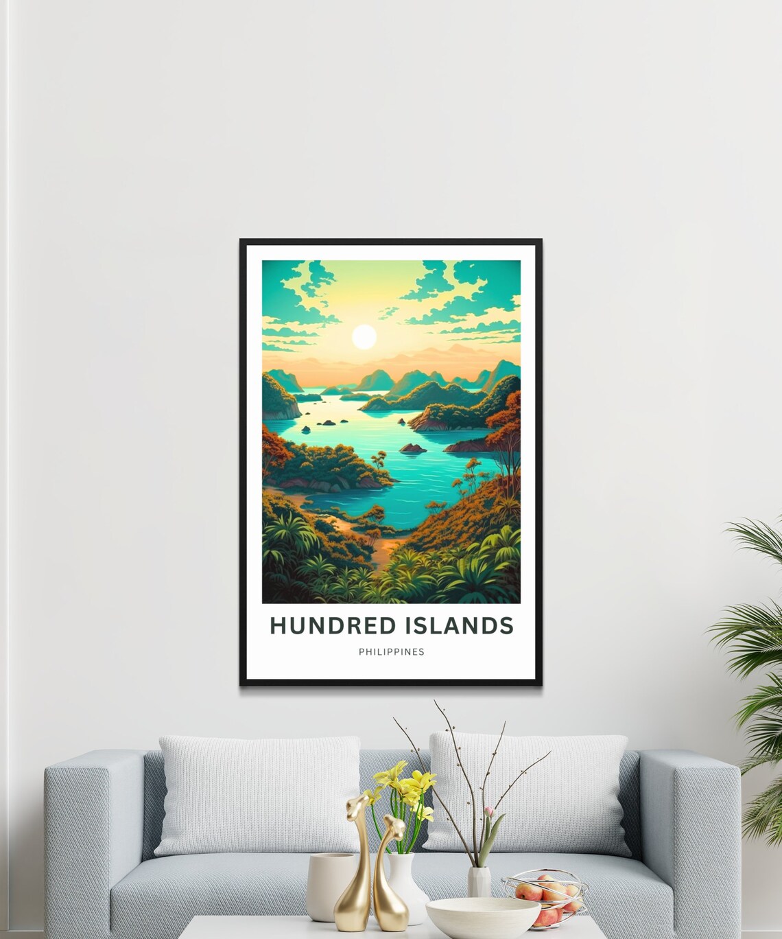 Hundred Islands Philippines Turquoise Bay Sunset Island Travel Poster - Image 3