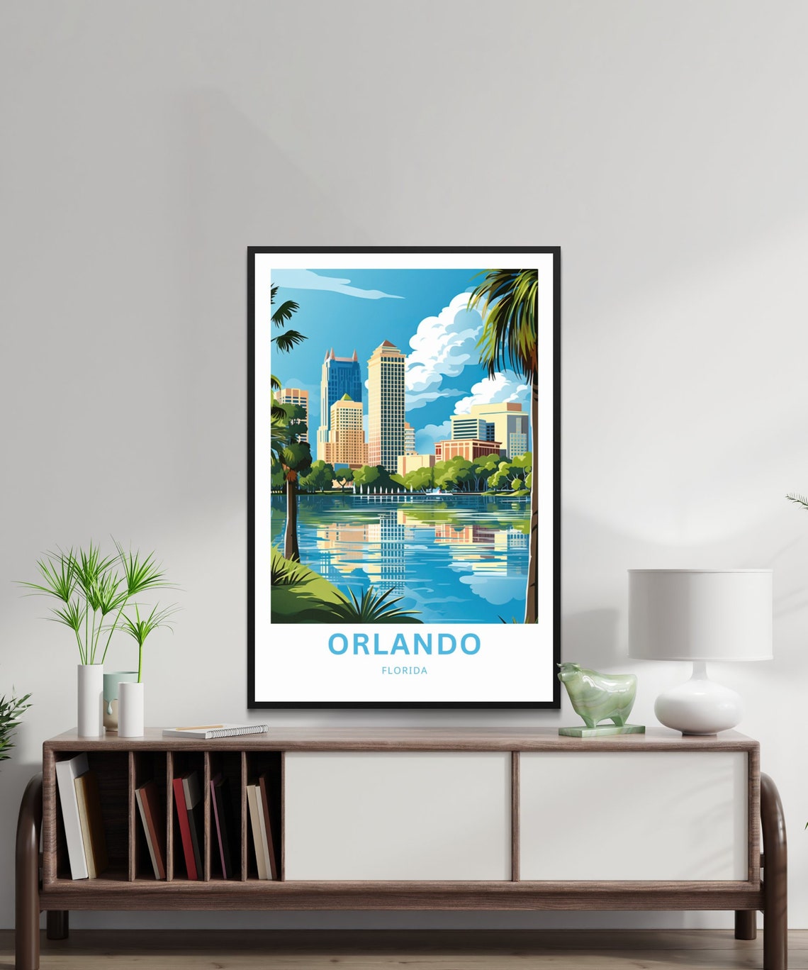 Orlando Florida Downtown Skyline Reflected in the Lake Poster - Image 2
