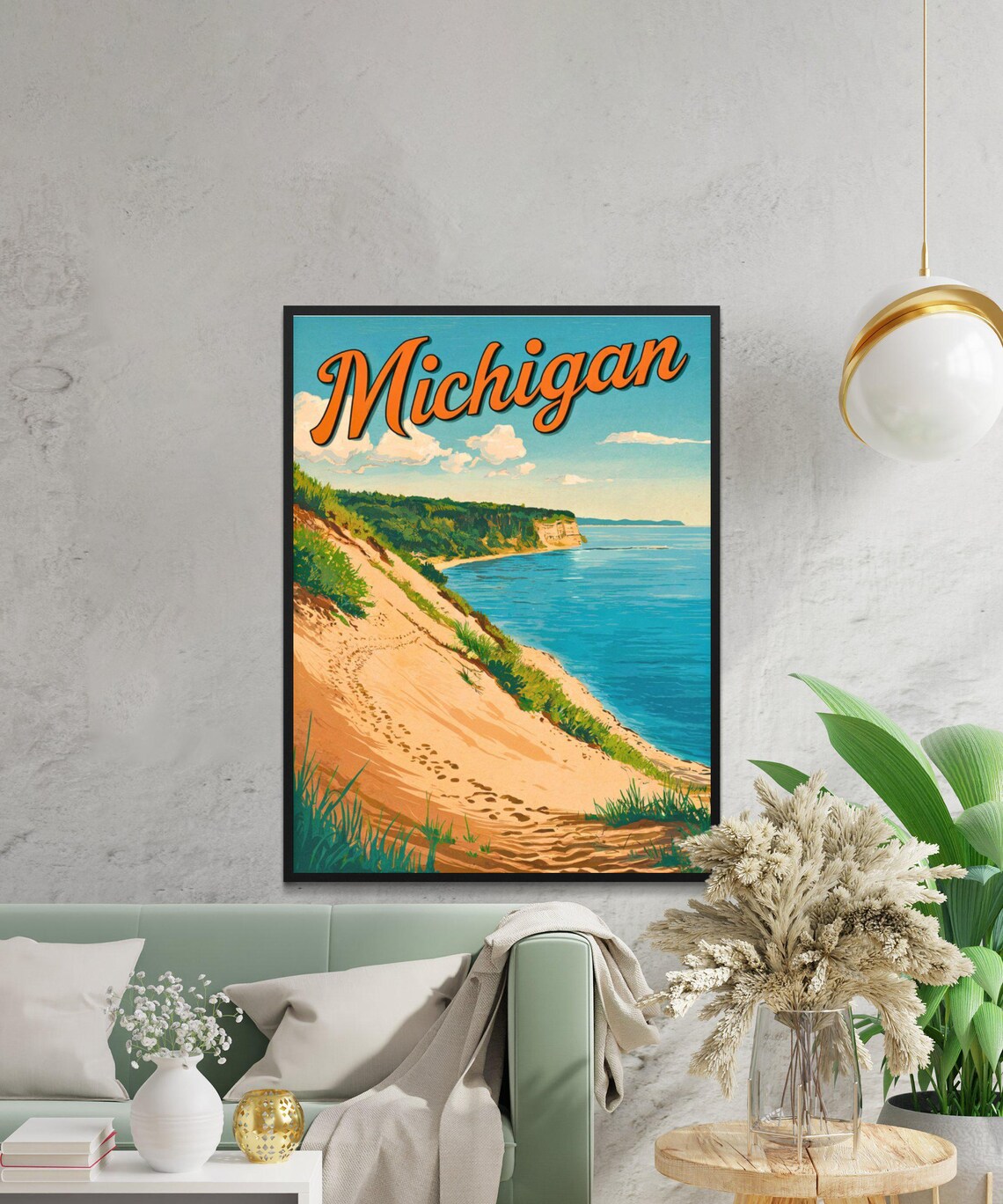Michigan Sand Dunes Lake Michigan Shore Vintage Travel Poster - Image 4