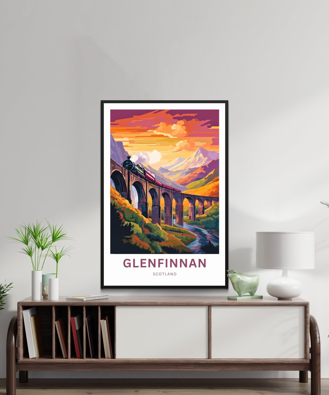 Glenfinnan Viaduct Sunset Steam Engine Scotland Travel Poster - Image 2