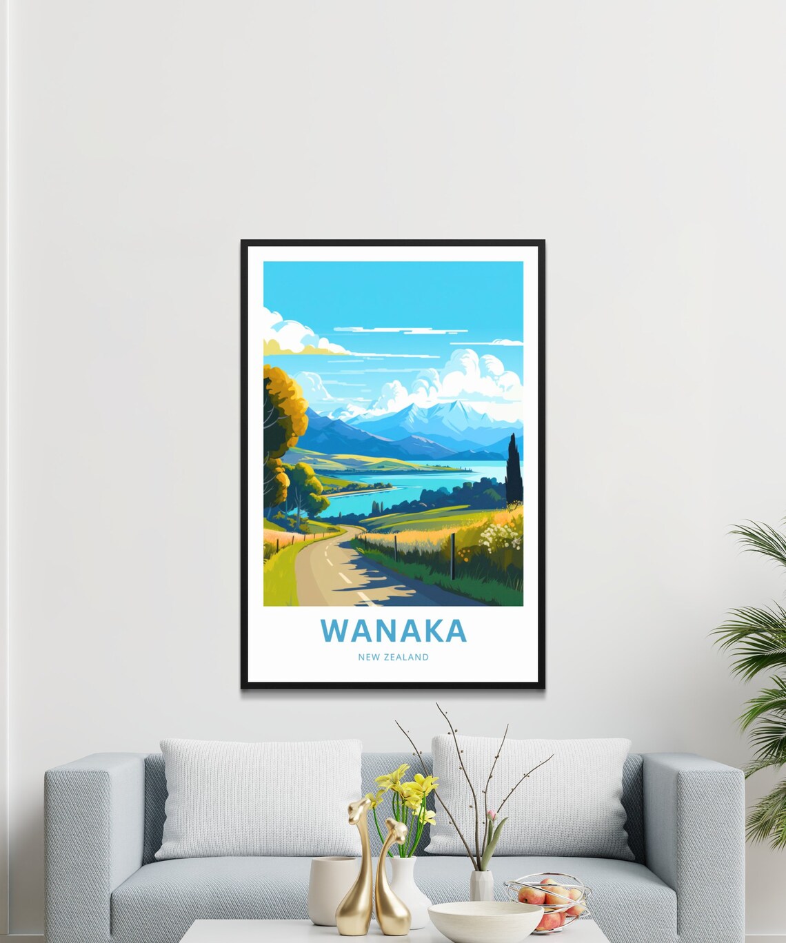 Wanaka New Zealand Lake Road Personalized Custom Travel Poster - Image 3