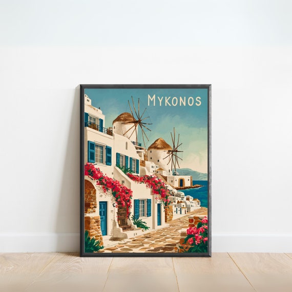 Mykonos Vintage Greece Wall Art Print