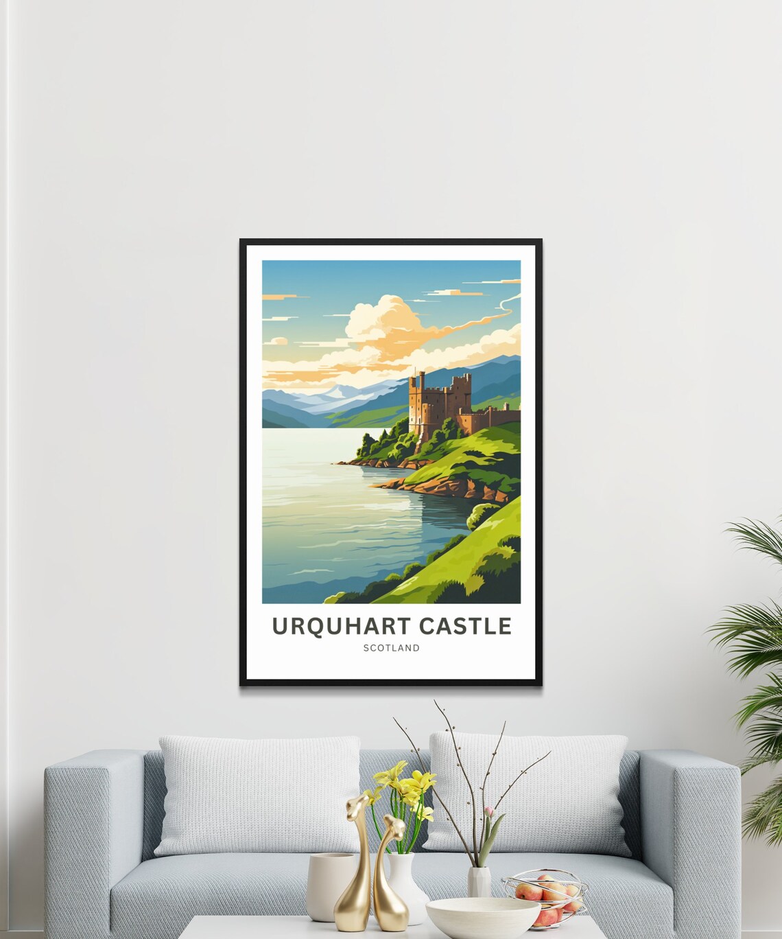 Urquhart Castle Scotland Loch Shore Ruins Sunset Travel Poster - Image 3