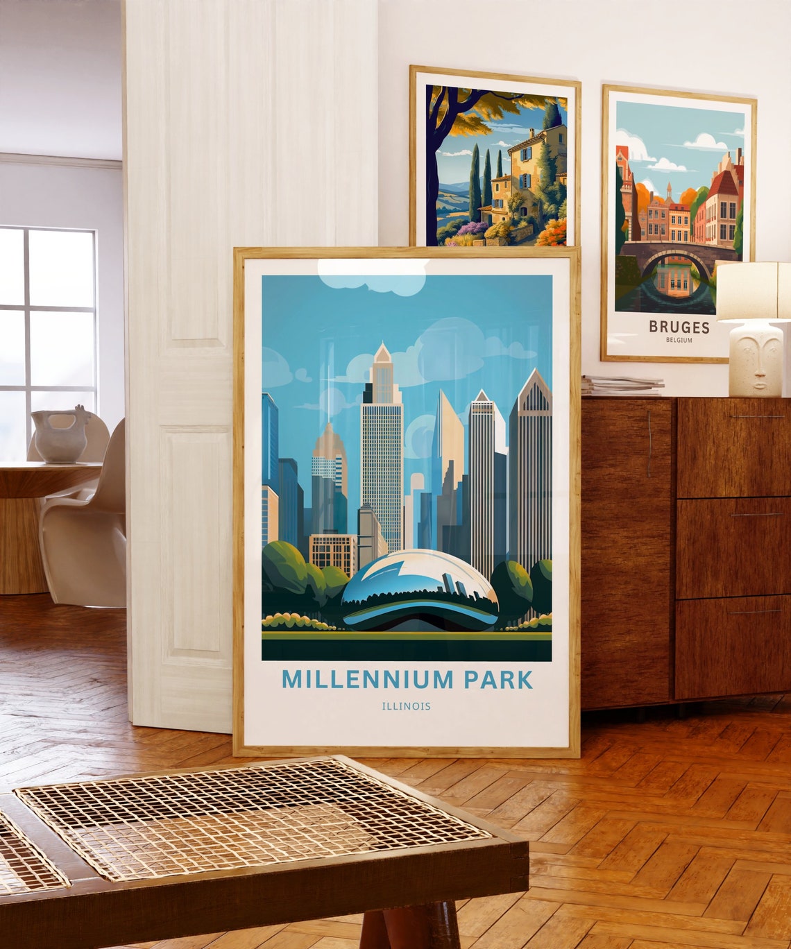 Millennium Park Illinois Chicago Cloud Gate Bean Skyline Poster - Image 5