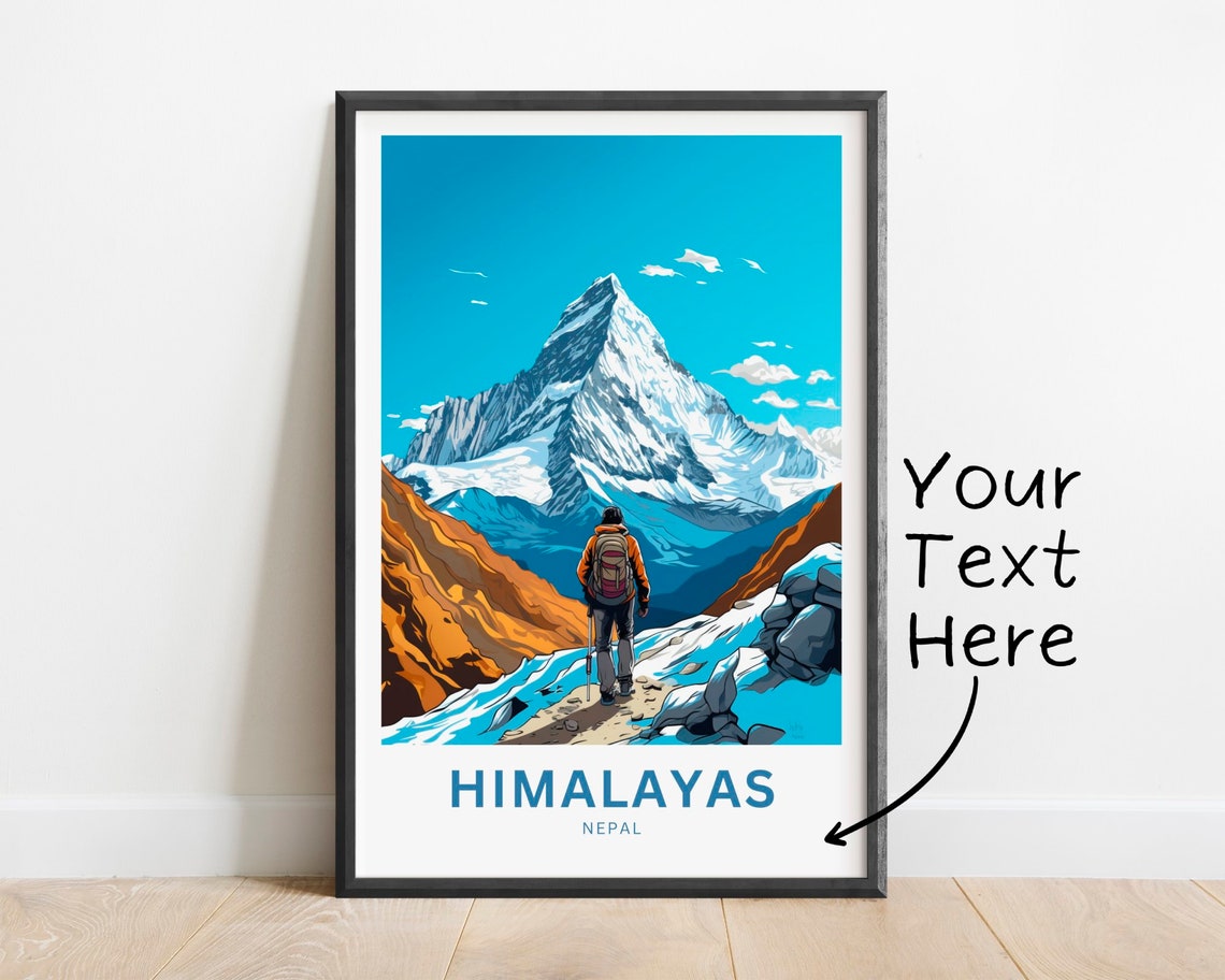 Himalayas Nepal Mountain Trek Hiker Personalized Travel Poster