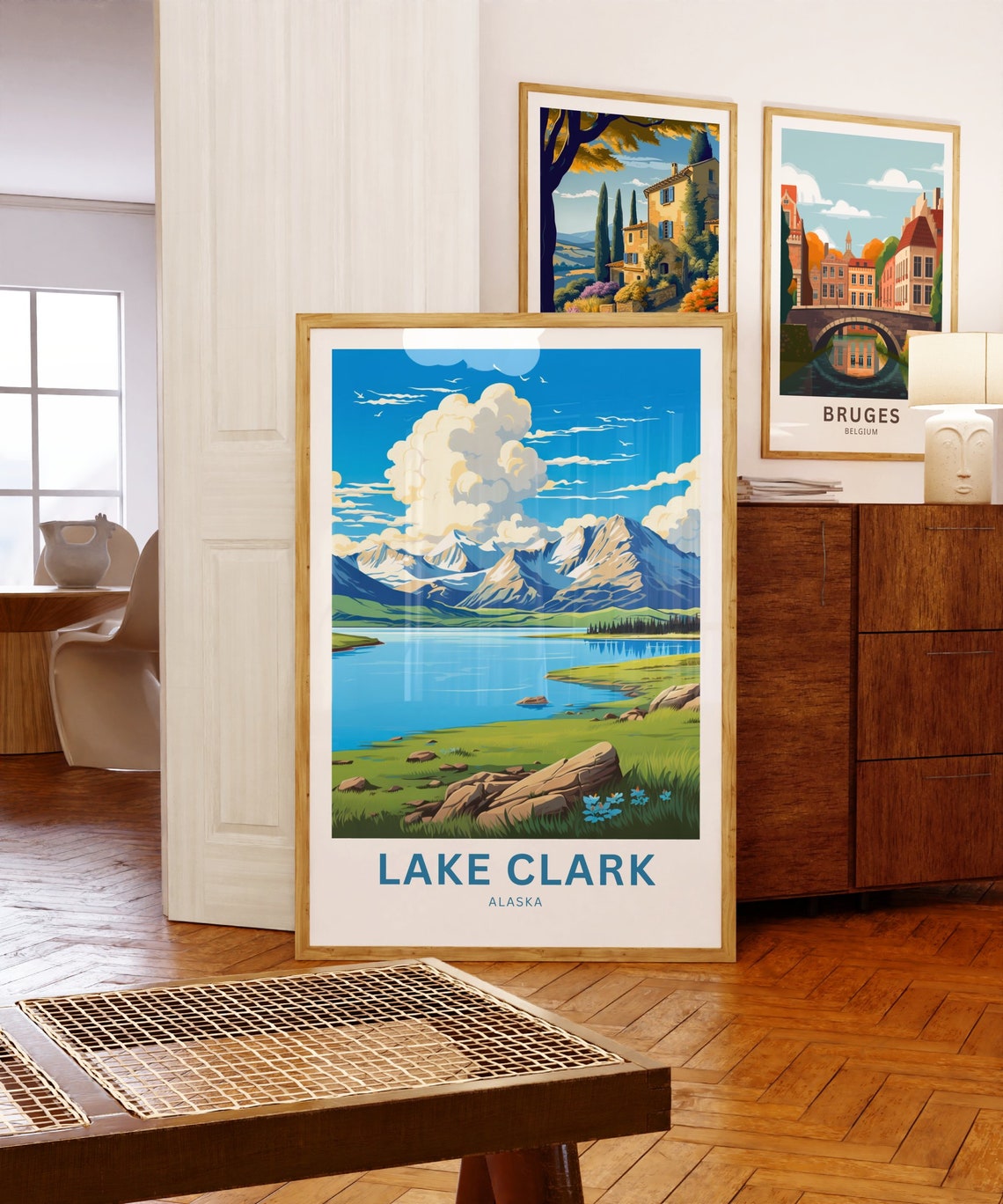 Lake Clark Alaska Blue Lake Peaks Wilderness Personalized Poster - Image 5