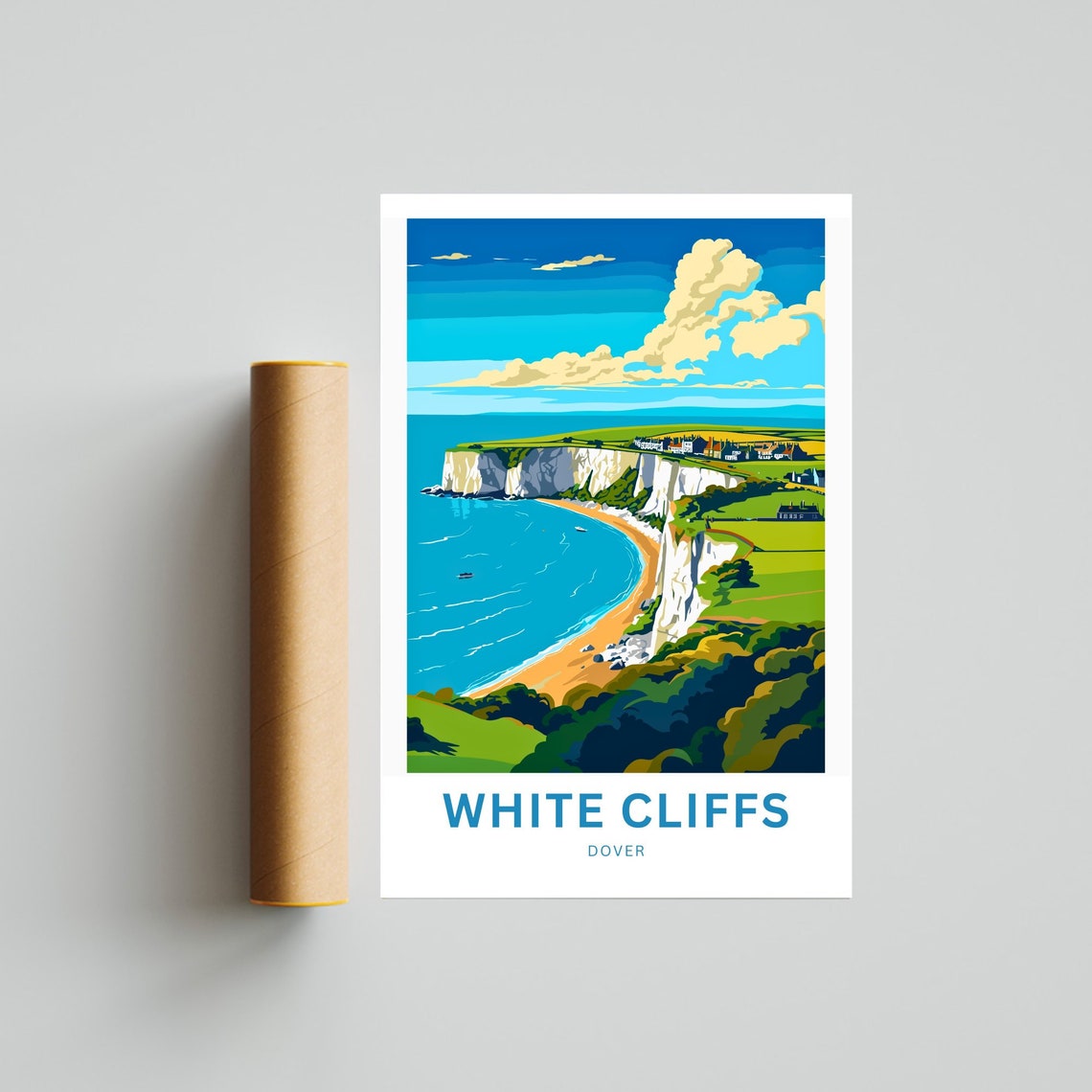 White Cliffs of Dover Personalized Chalk Cliffs Beach Travel Poster - Image 4