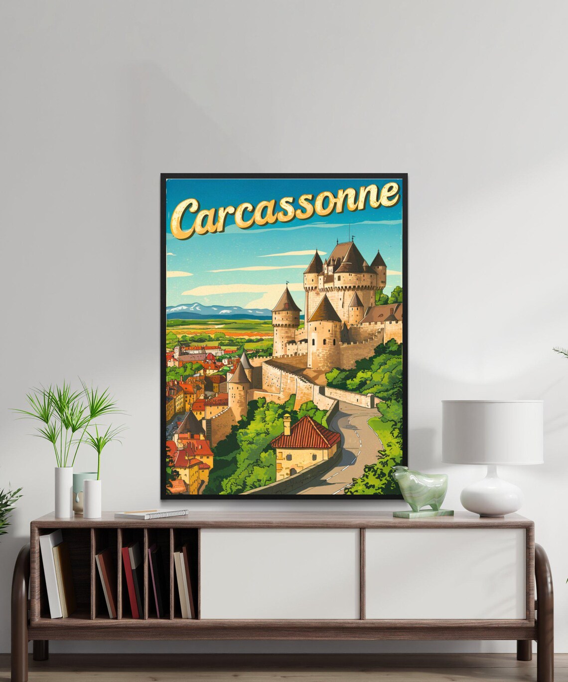 Carcassonne France Walled City Towers Classic Vintage Travel Poster - Image 3