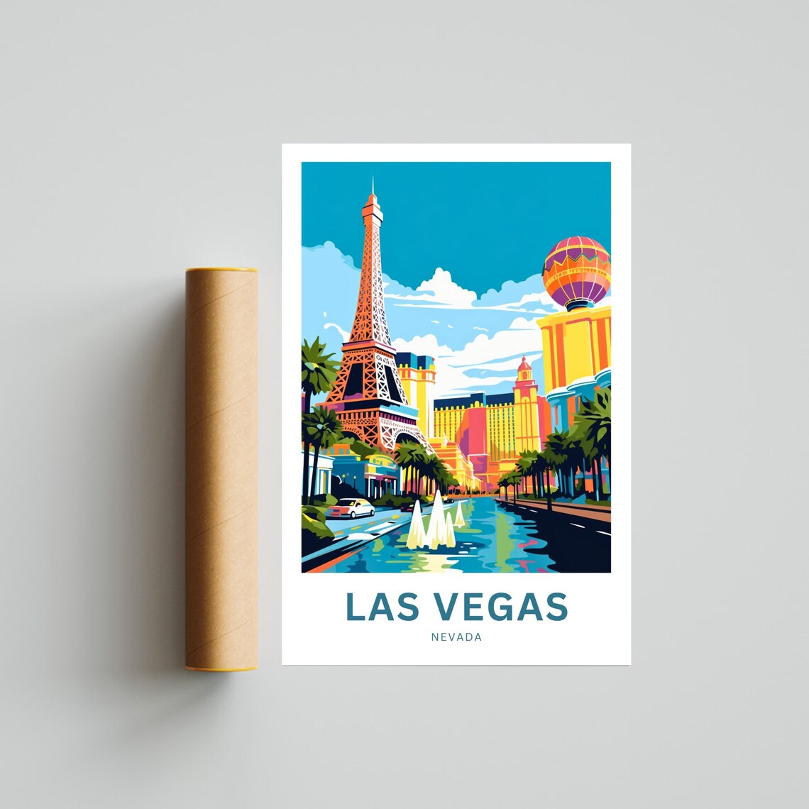 Las Vegas Nevada Paris Eiffel Tower Replica Fountains Travel Poster - Image 4