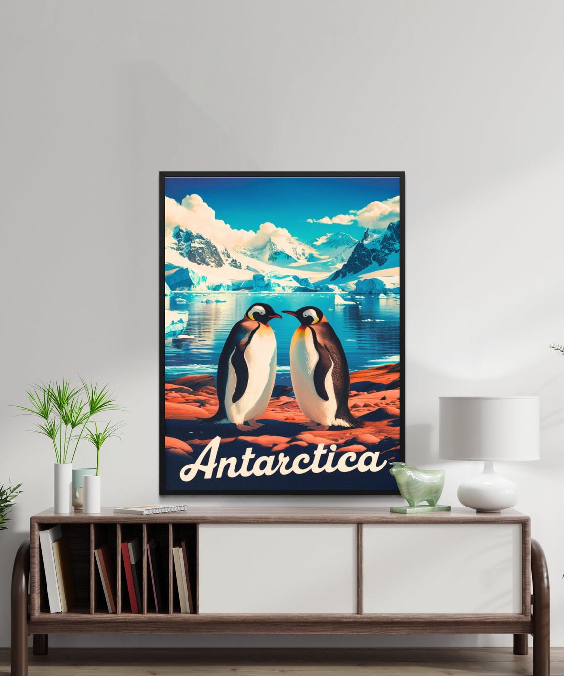 Antarctica King Penguins Glacier Bay Dramatic Vintage Travel Poster - Image 4