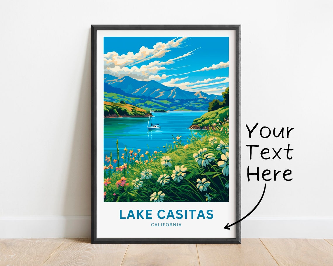 Lake Casitas California Customizable Sailboat Lake Poster Artwork