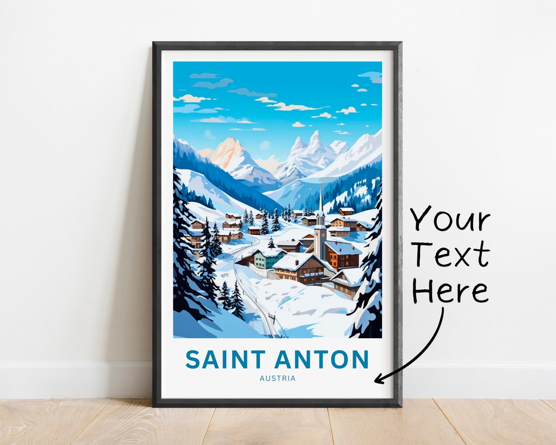 Saint Anton Austria Alpine Ski Village Snow Personalized Poster