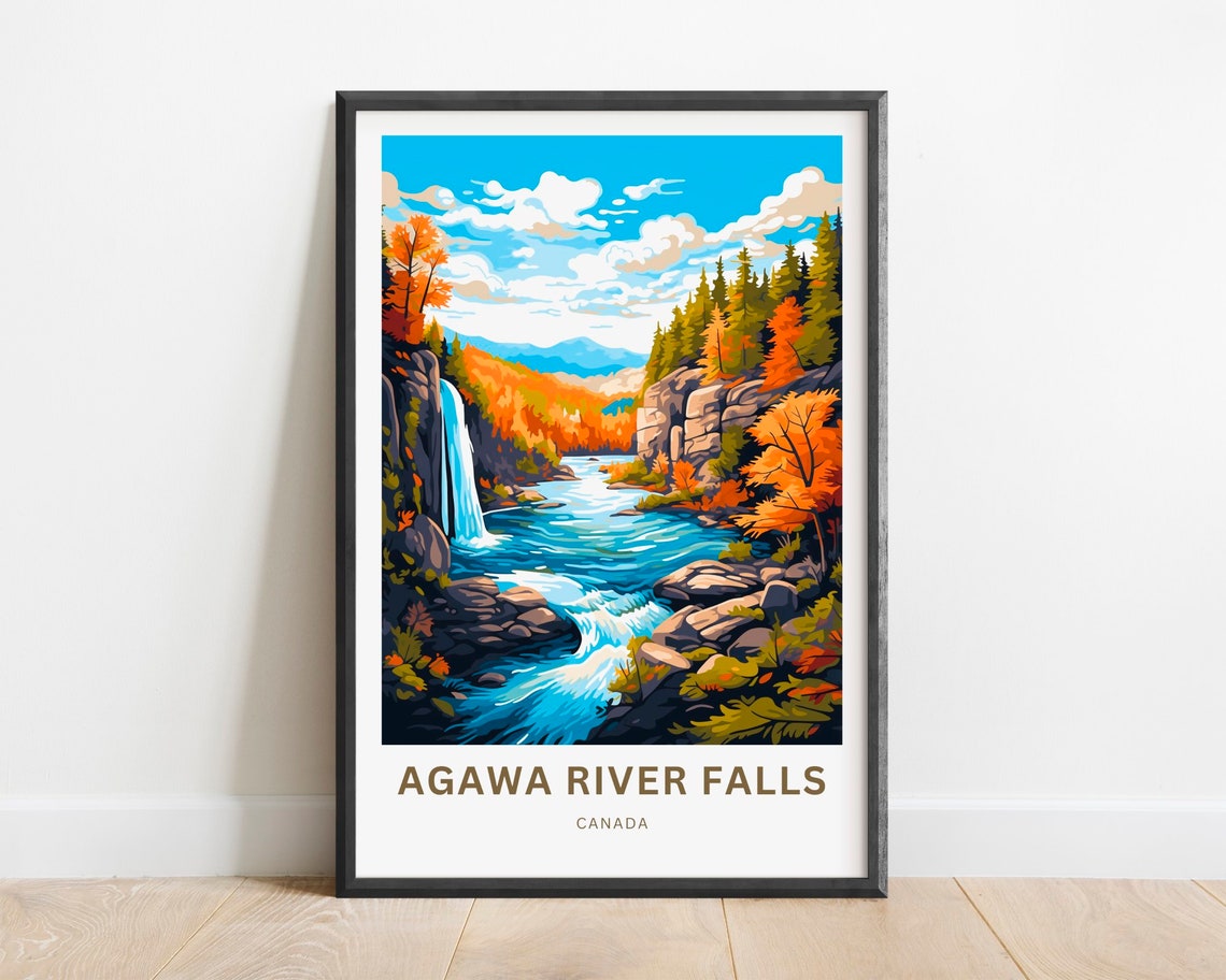 Agawa River Falls Canada Waterfall Gorge Autumn Colors Poster