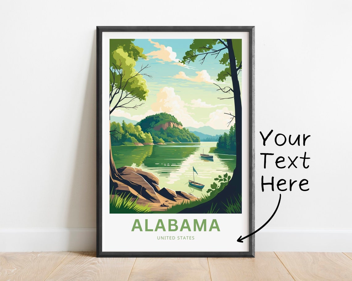 Alabama United States Personalized Lake Bluff Sailing Travel Poster