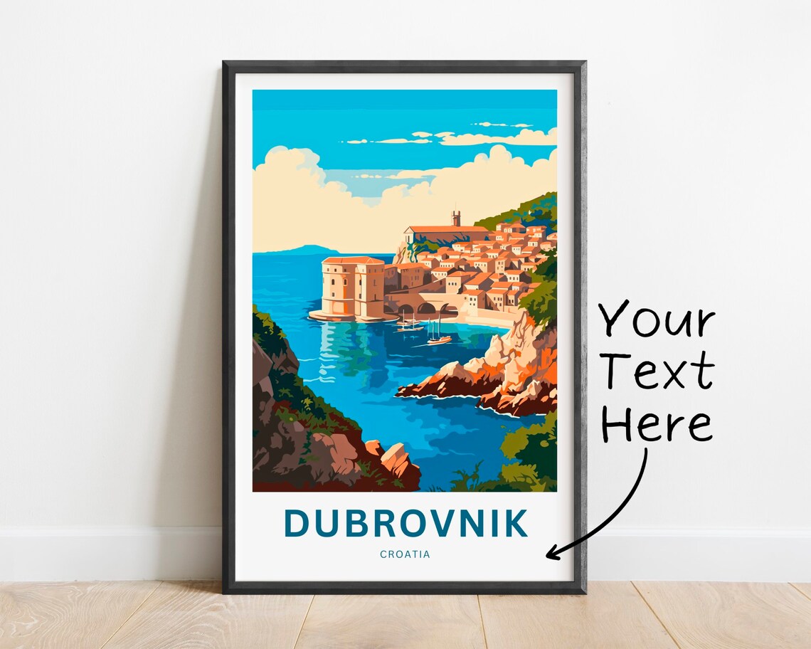 Dubrovnik Croatia Historic Harbor Old Town Seaside Travel Poster