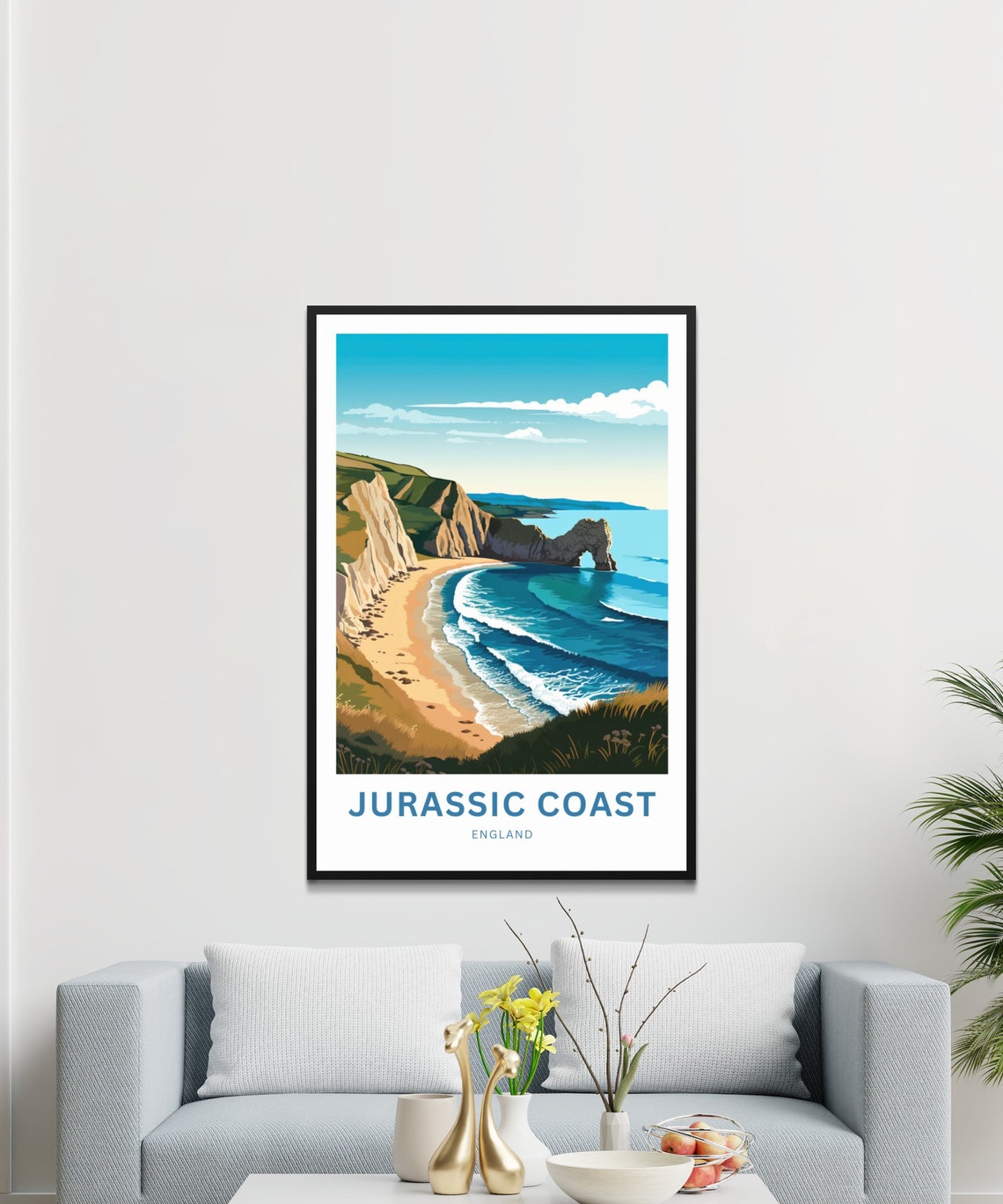 Jurassic Coast England Sandy Beach and Durdle Door Arch Poster - Image 2