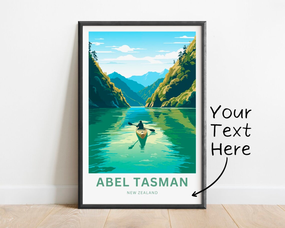 Abel Tasman New Zealand Kayaker Inlet Personalized Travel Poster