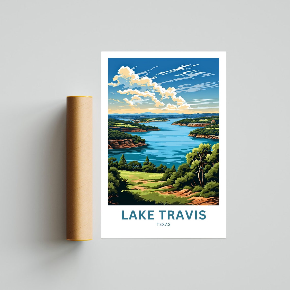 Lake Travis Texas Wide Panoramic Lake View Scene Travel Poster - Image 4