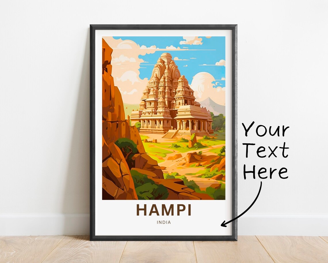 Hampi India Ancient Stone Temple Ruins Custom Travel Gift Poster