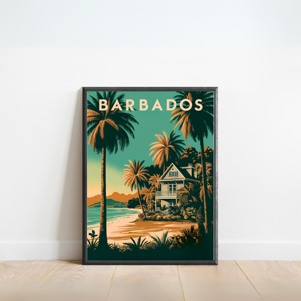 Barbados Vintage Travel Poster Barbados Print Caribbean Wall Art Framed Gift Caribbean Present