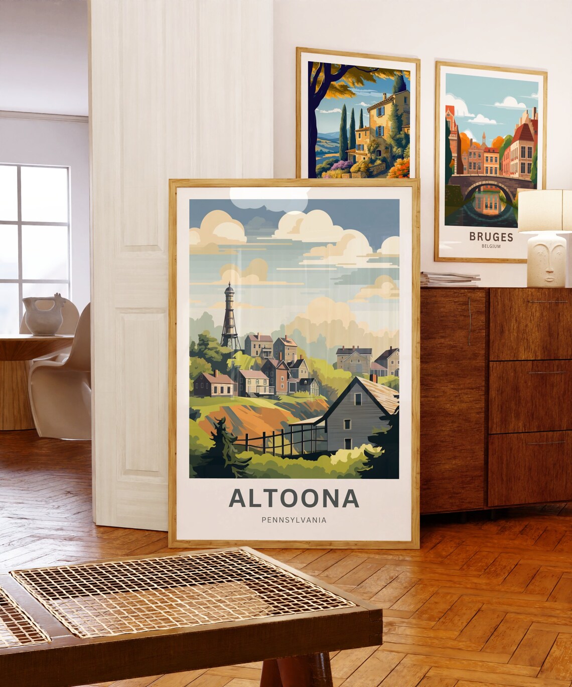 Altoona Pennsylvania Historic Hillside Town Railroad Era Travel Poster - Image 5