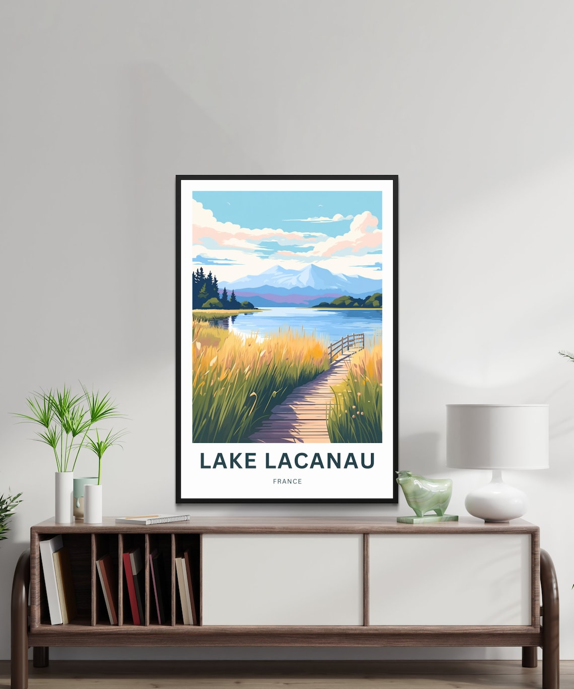 Golden Lake Lacanau France Calm Wetland Boardwalk Travel Poster - Image 2