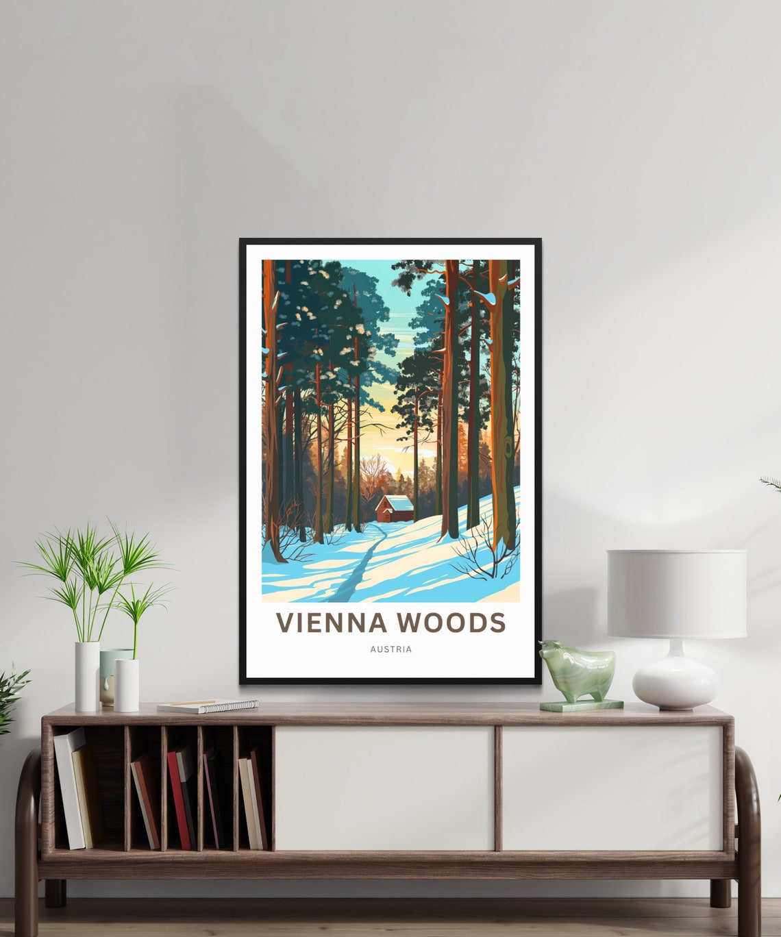 Personalized Vienna Woods Austria Snowy Cabin Custom Gift Poster - Image 2