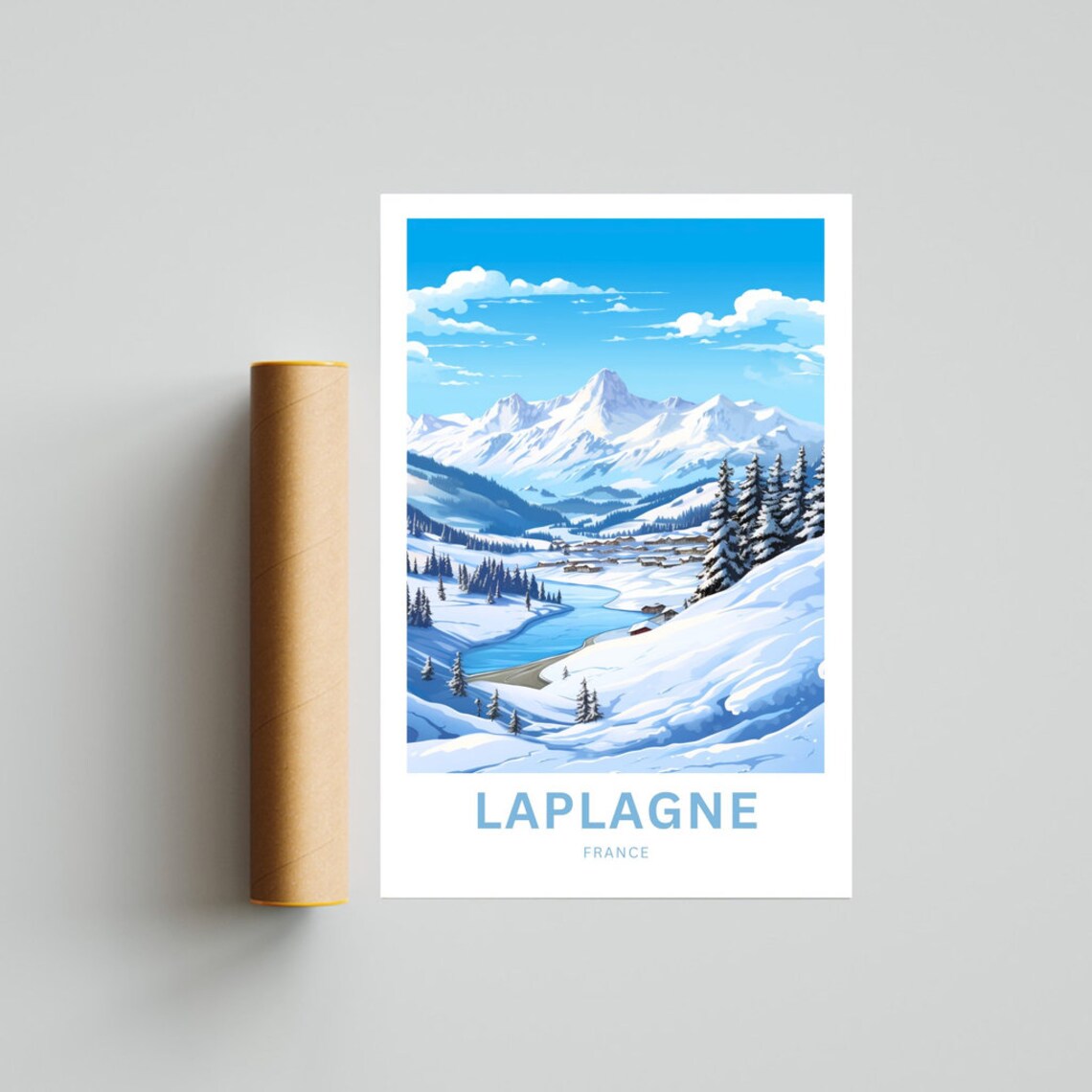 Laplagne France Customizable Snowy Mountain Valley Travel Print - Image 4