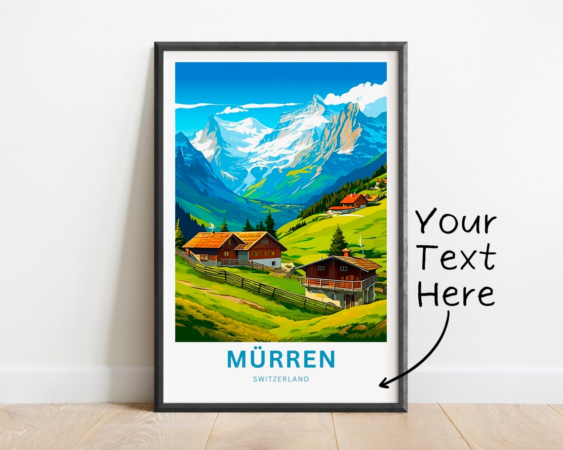 Personalized Mürren Switzerland Alpine Chalets Custom Travel Poster