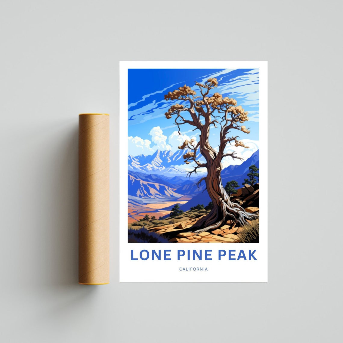 Personalized Lone Pine Peak Trail Travel Print Lone Pine Peak Trail Poster California Wall Art Framed Present Gift California Present - Image 4