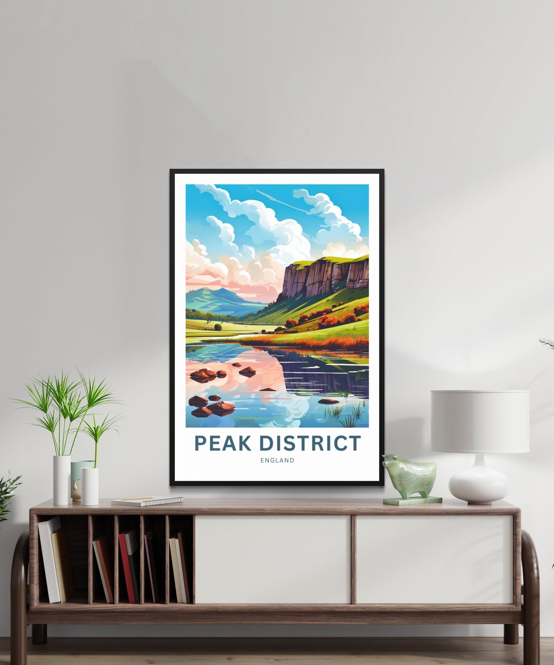 Peak District Lake Cliffs National Park England Travel Poster - Image 2