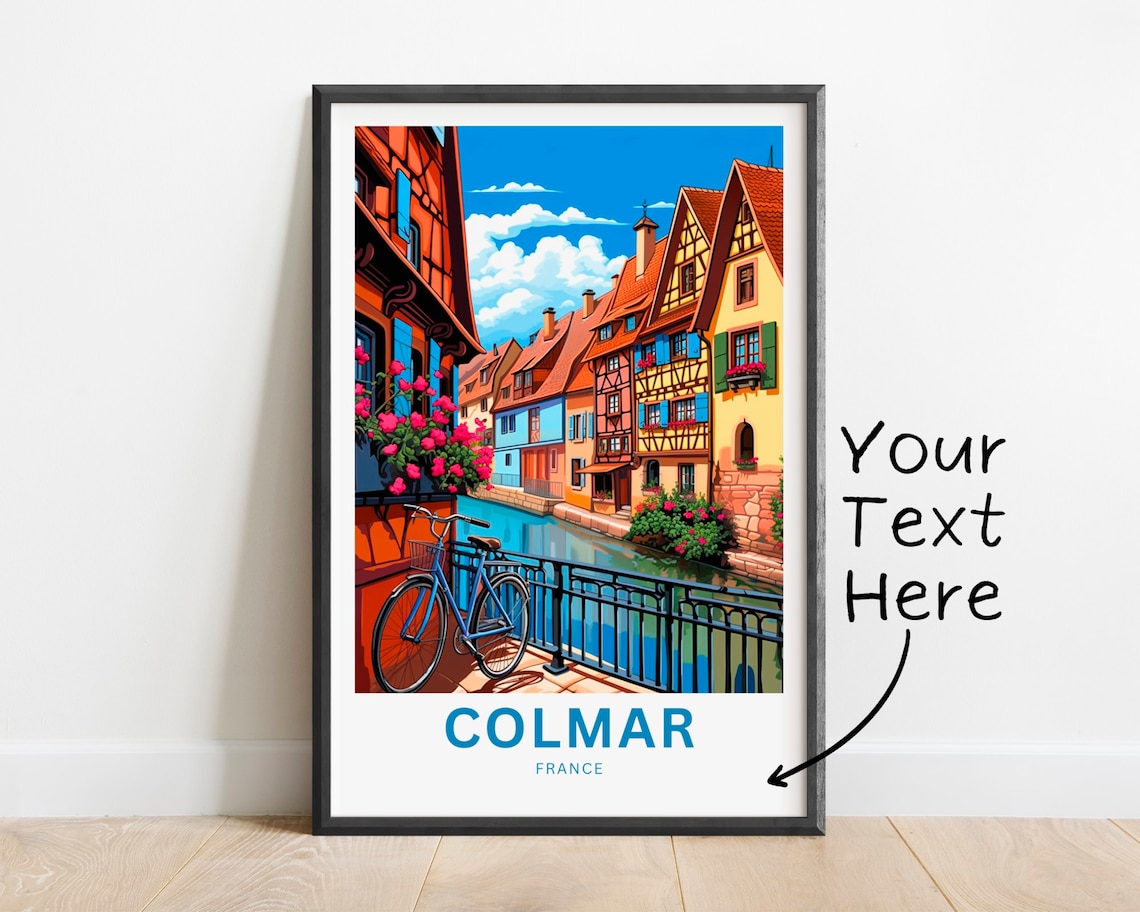 Colmar France Personalized Custom Text Canal Old Town Travel Poster