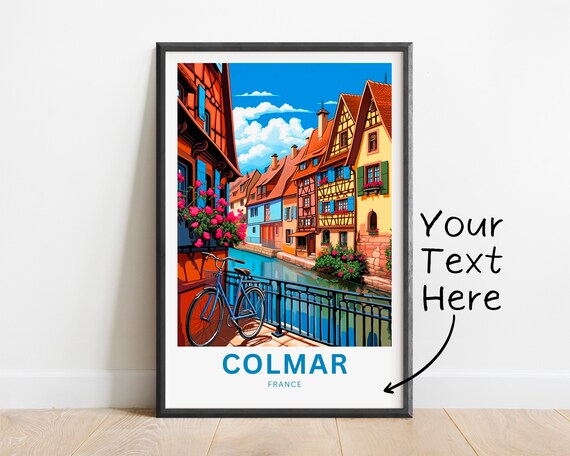 Colmar France Personalized Custom Text Canal Old Town Travel Poster