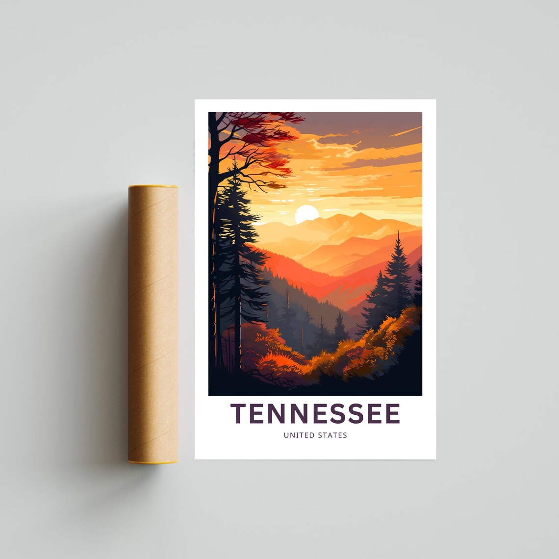 Tennessee United States Misty Mountain Sunset Vintage Travel Poster - Image 4
