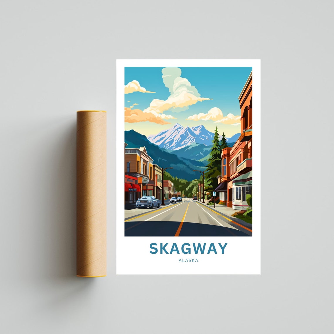 Skagway Alaska Main Street Gold Rush Era Mountains View Poster - Image 4