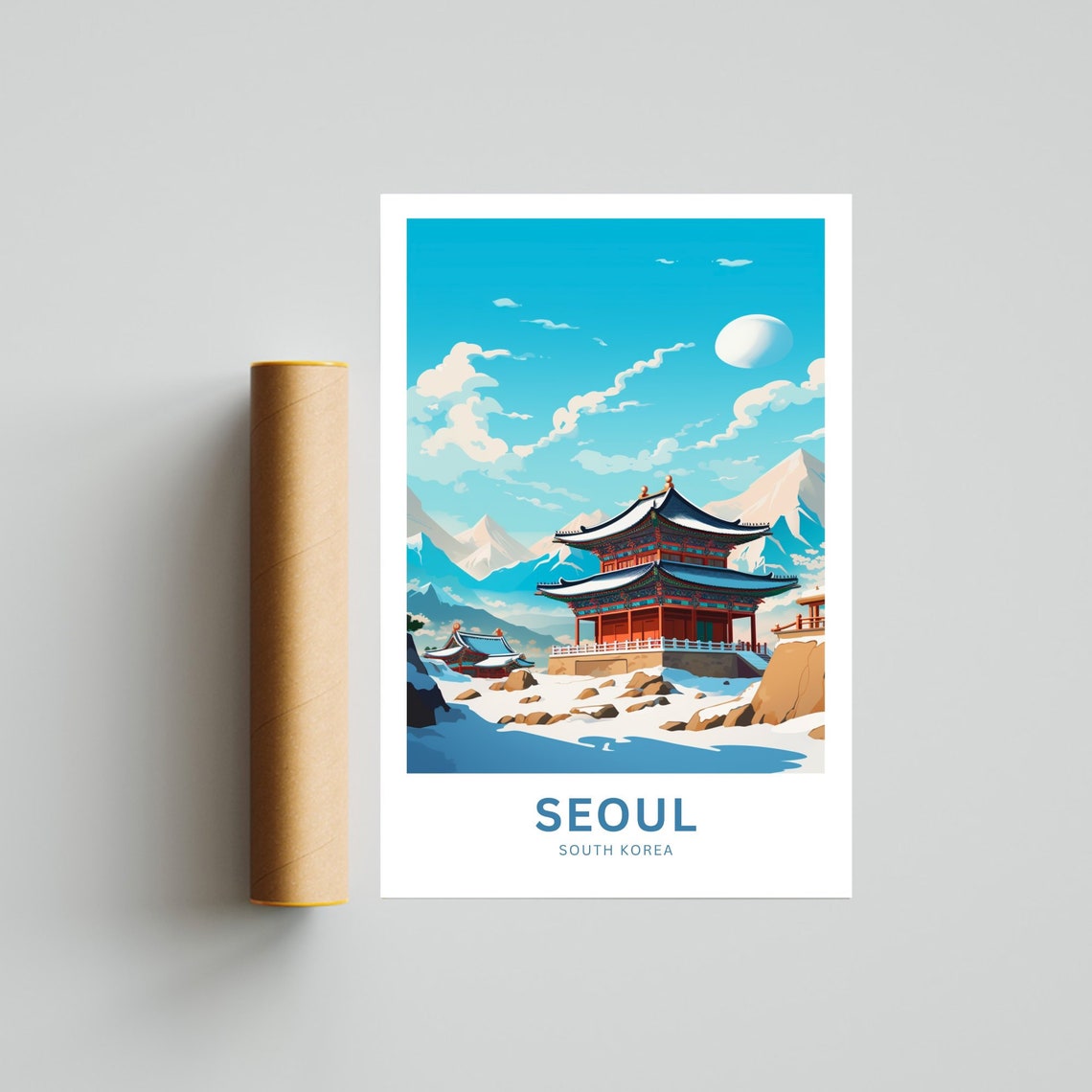 Personalized Seoul South Korea Winter Palace Snow Travel Poster - Image 4