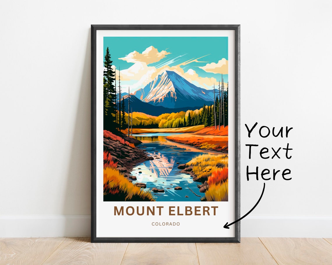 Personalized Mount Elbert Colorado Mountain Scene Travel Poster