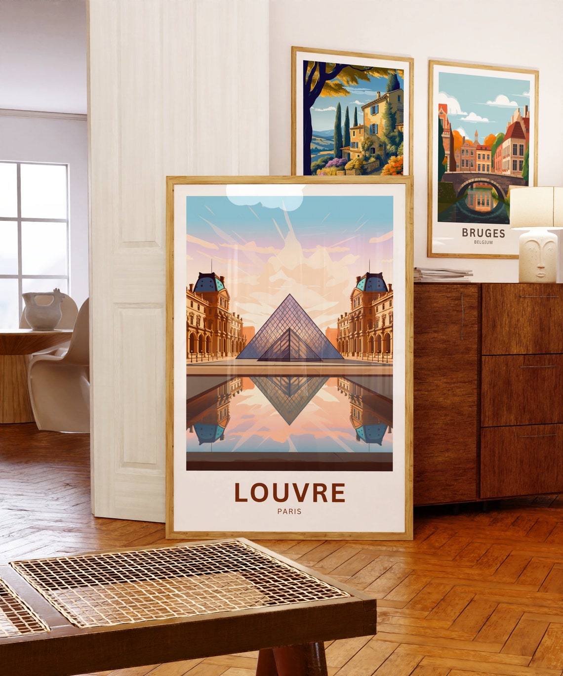 Louvre Paris Sunset Pyramid Reflection Personalized Travel Poster - Image 5