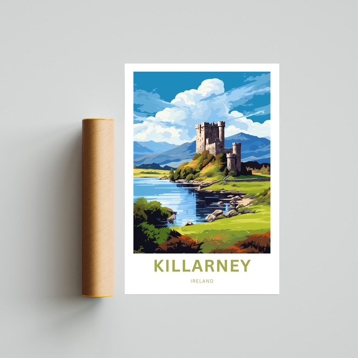 Killarney Ireland Castle Lake Serene Personalized Travel Poster - Image 4