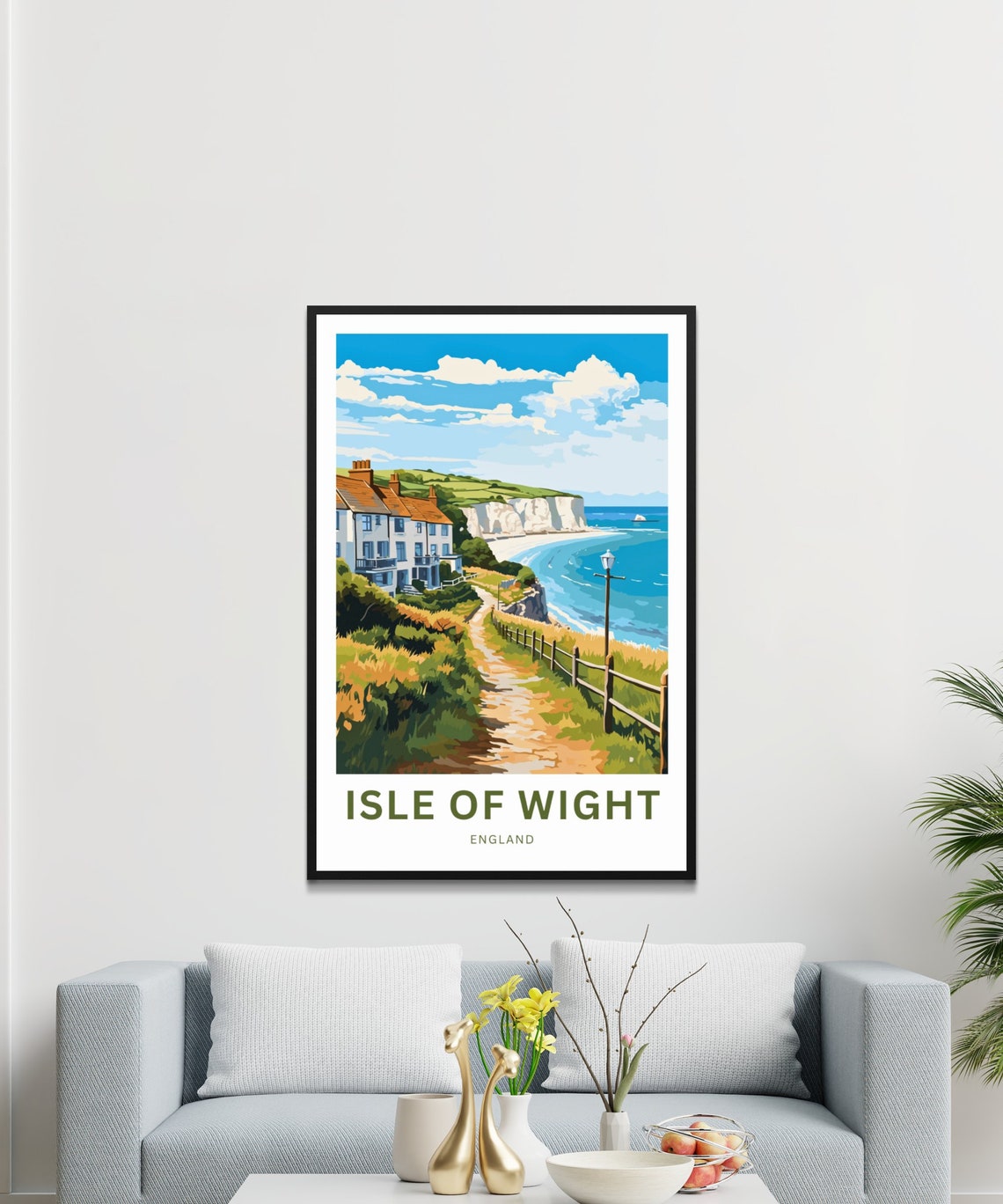 Isle of Wight England Beach Cottages White Cliff Path Poster - Image 3