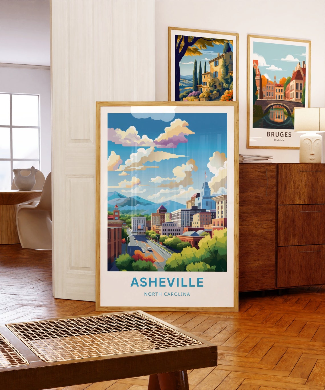 Asheville North Carolina Downtown Skyline Mountain View Poster - Image 5