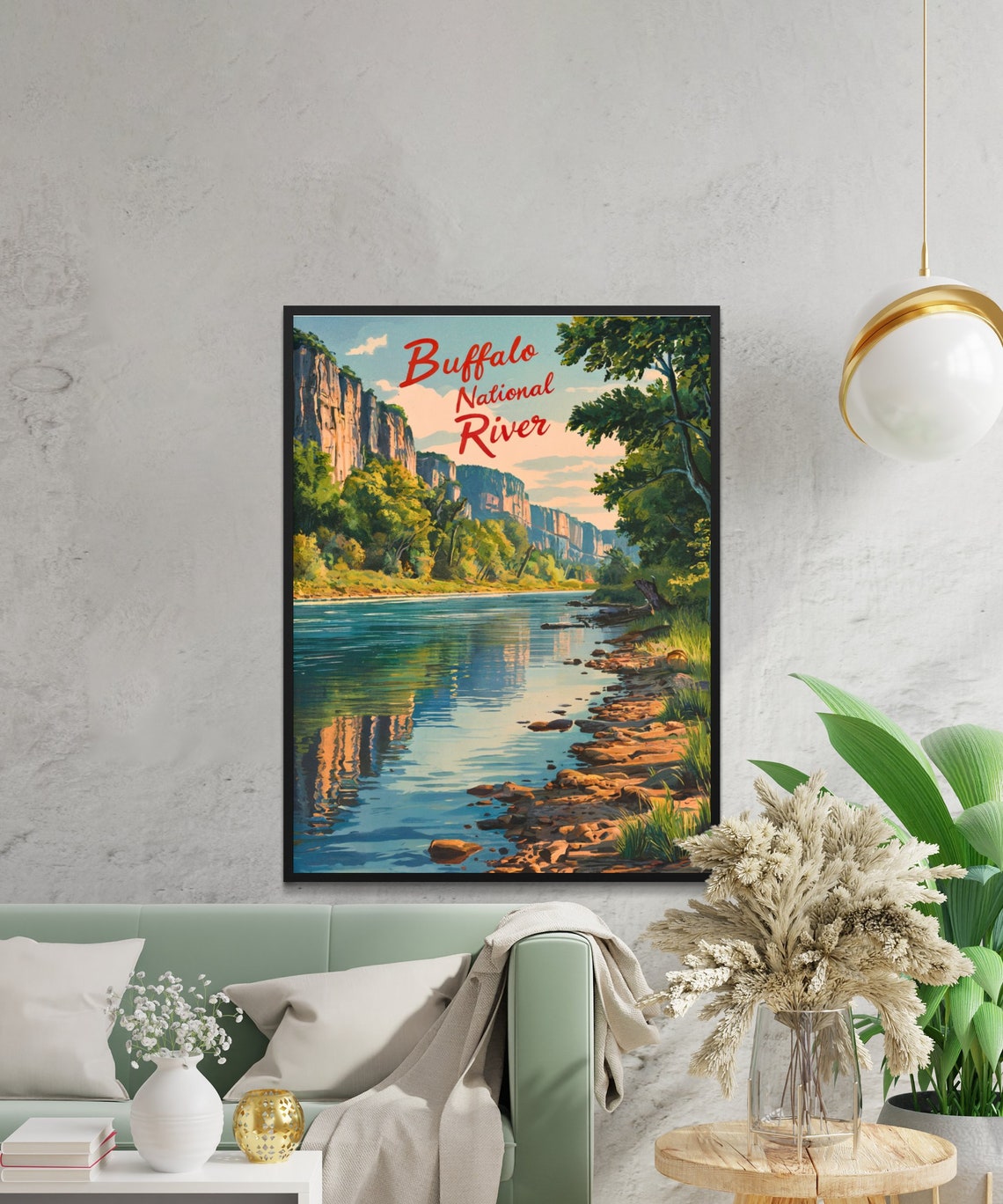 Buffalo River Vintage Travel Poster Buffalo River Print Arkansas Wall Art Framed Gift Arkansas Present - Image 3