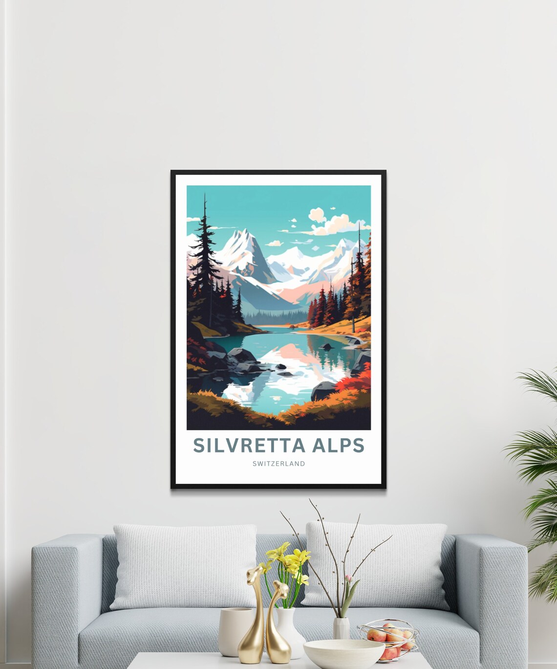 Silvretta Alps Switzerland Alpine Lake Autumn Glow Travel Poster - Image 3